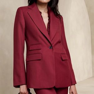 Banana Republic Red Lido Sculpted Italian Wool Blazer (Petite 4)
